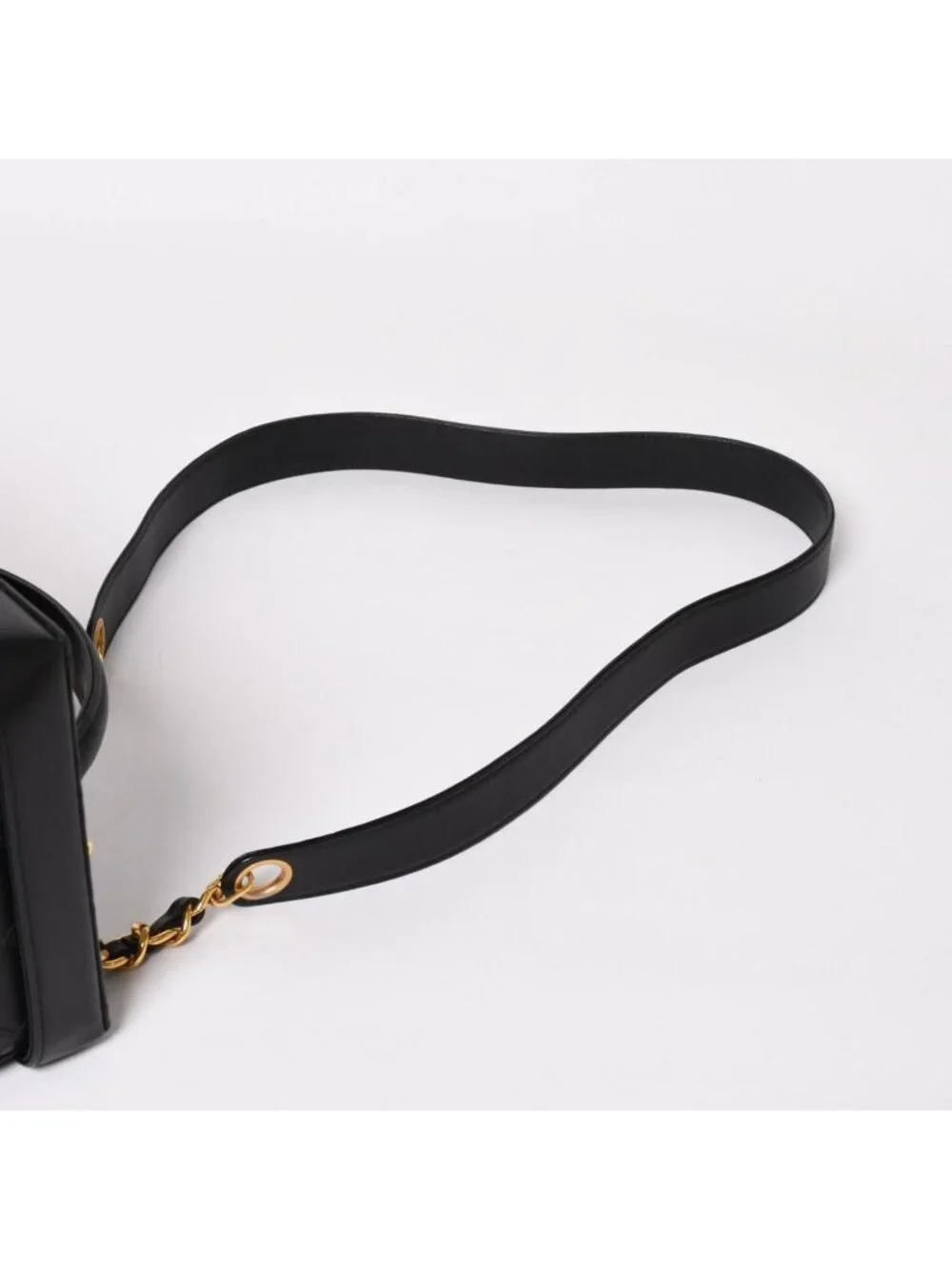 Chanel Bicolor Vanity Bag Handbag CC Logo Lambskin Black Gold